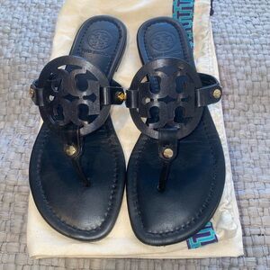 Tory Burch Black Leather Miller Sandals